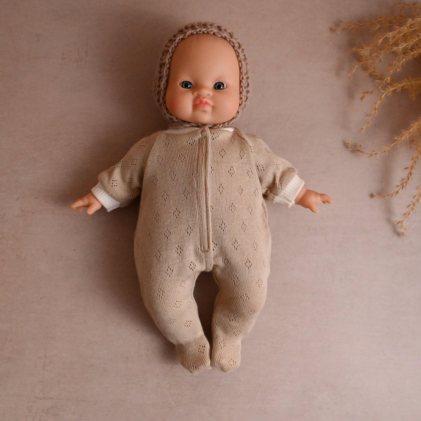 Beige Footed Sleeper for Minikane 28cm Doll