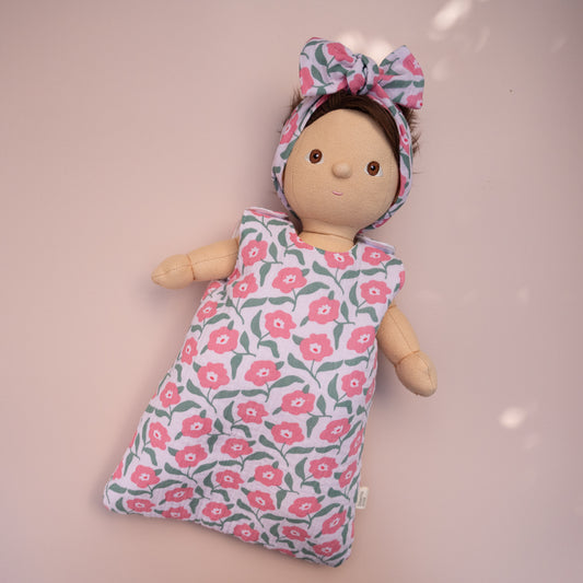 Pink Wildflower Sleeping Bag for Dinkum 35cm Doll