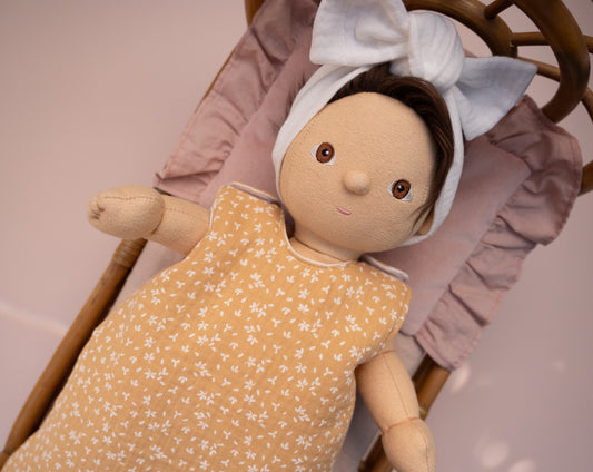 Mustard Floral Sleeping Bag for Dinkim 35cm Doll
