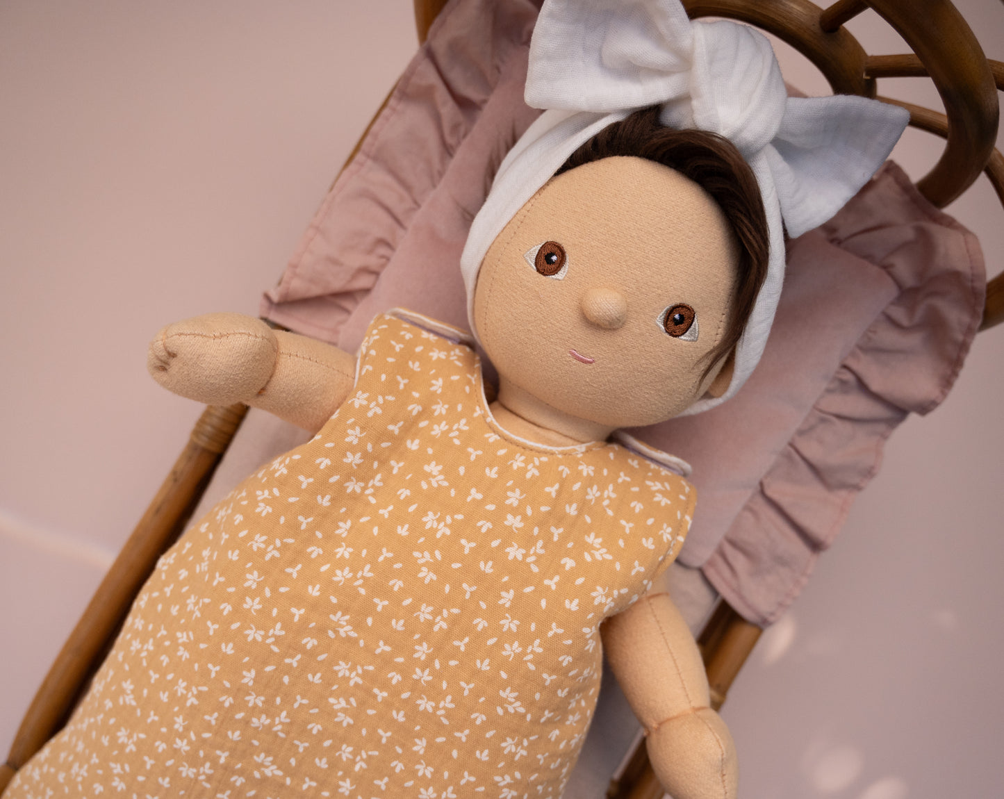 Mustard Floral Sleeping Bag for Dinkim 35cm Doll