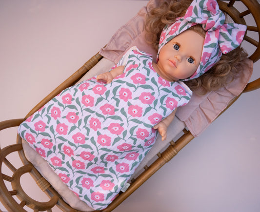 Pink Wildflower Sleeping Bag for Minikane 34 cm Doll