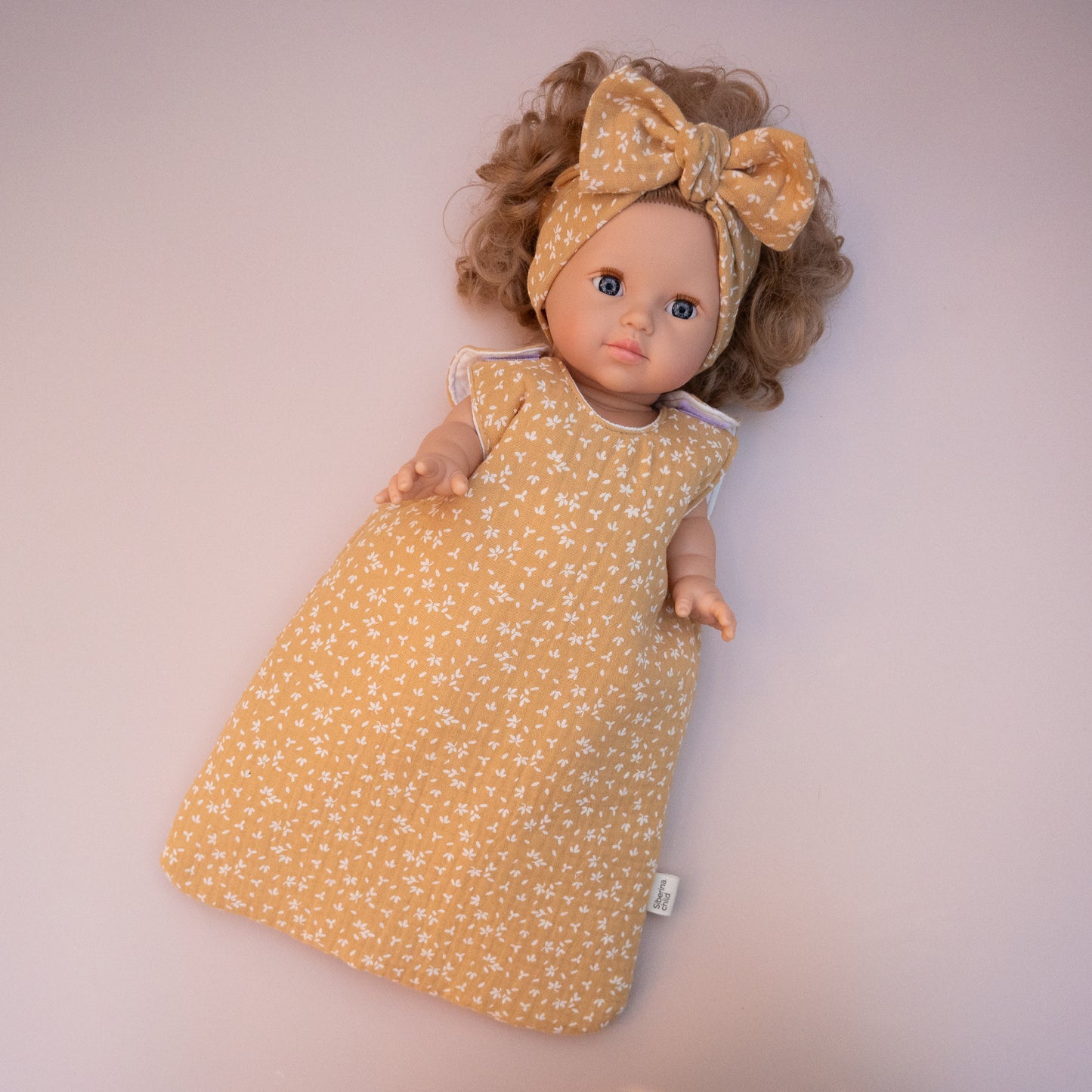 Mustard Floral Sleeping Bag for Minikane 34 cm Doll