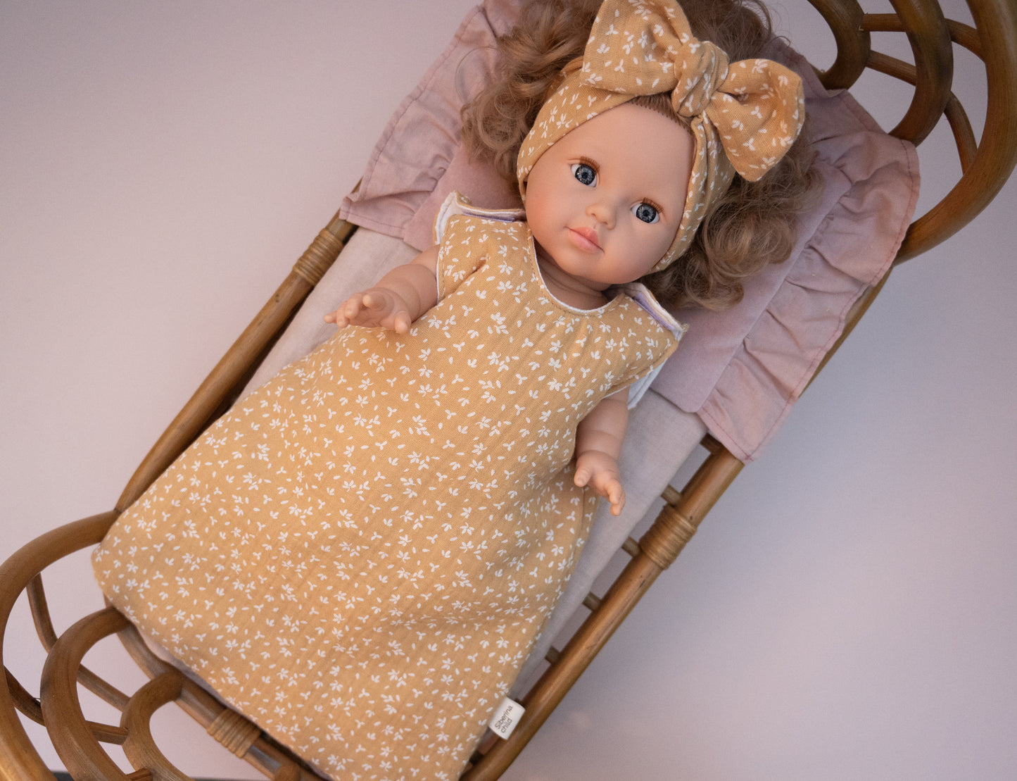 Mustard Floral Sleeping Bag for Minikane 34 cm Doll