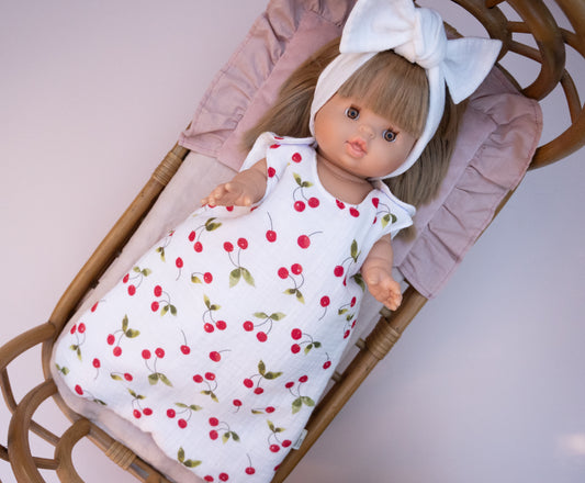 White Cherry Sleeping Bag for Minikane 34 cm Doll
