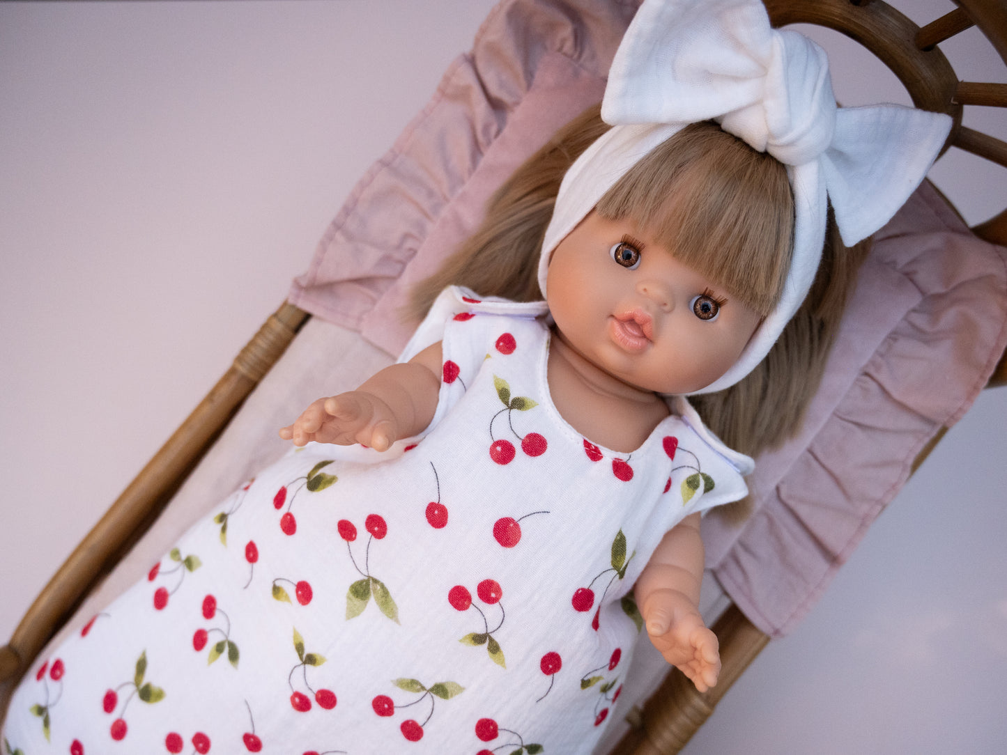 White Cherry Sleeping Bag for Minikane 34 cm Doll